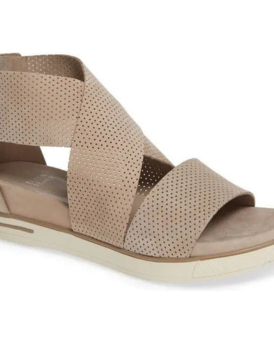 Eileen Fisher Women's Sport Perforated Nubuck Leather Platform Sandals Barley