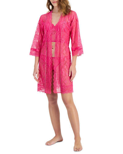 INC International Concepts Women's Embellished Lace Robe Divine Berry Size Small