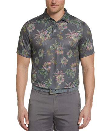 PGA TOUR Men's Hibiscus Floral Polo Golf Shirt Iron Gate Size Small $68 NWT