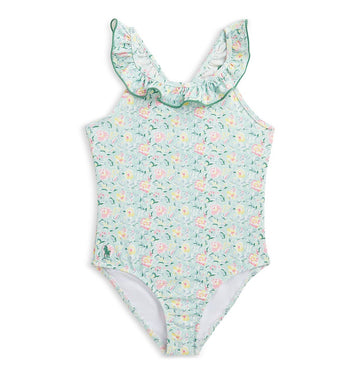 Polo Ralph Lauren Girls' Floral Ruffled One Piece Swimsuit - Little Kid 2, 6X