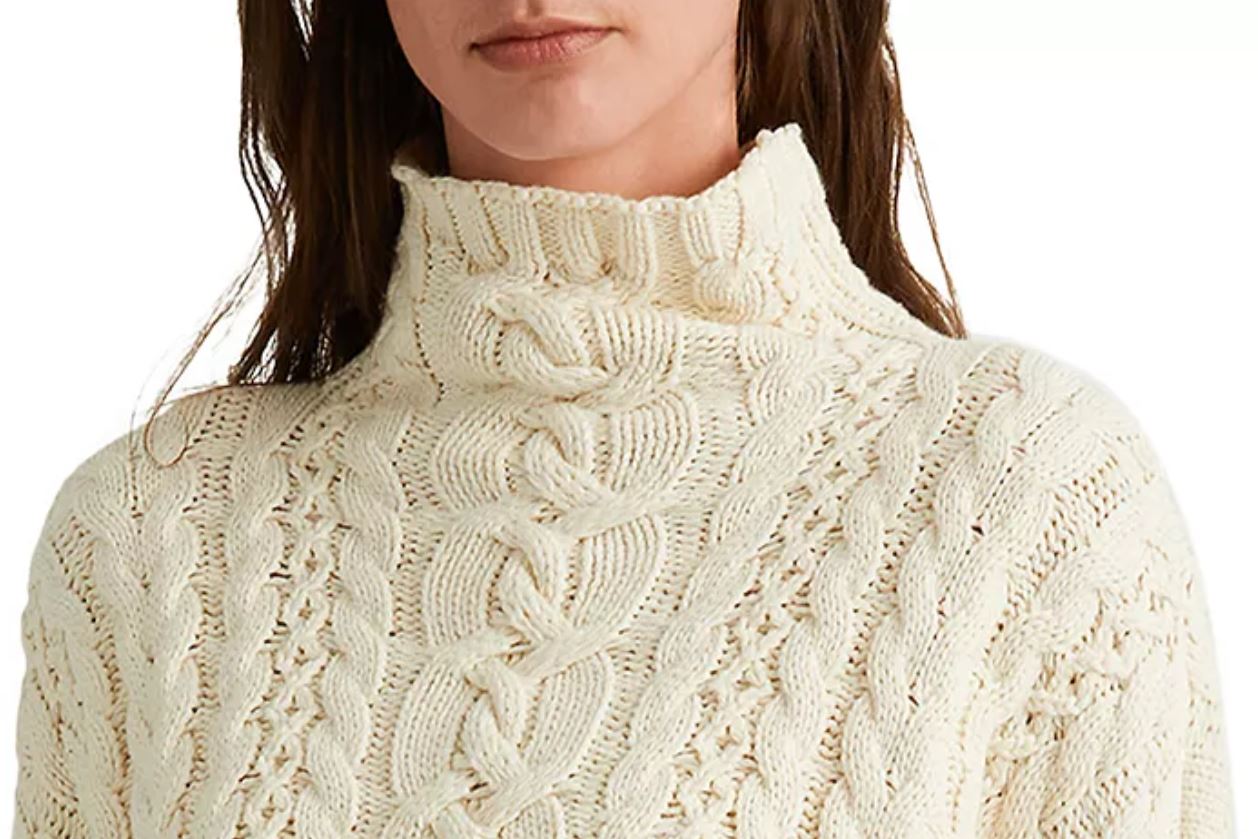 Lauren Ralph Lauren Women Cable Knit Small Sweater Color Winter Cream