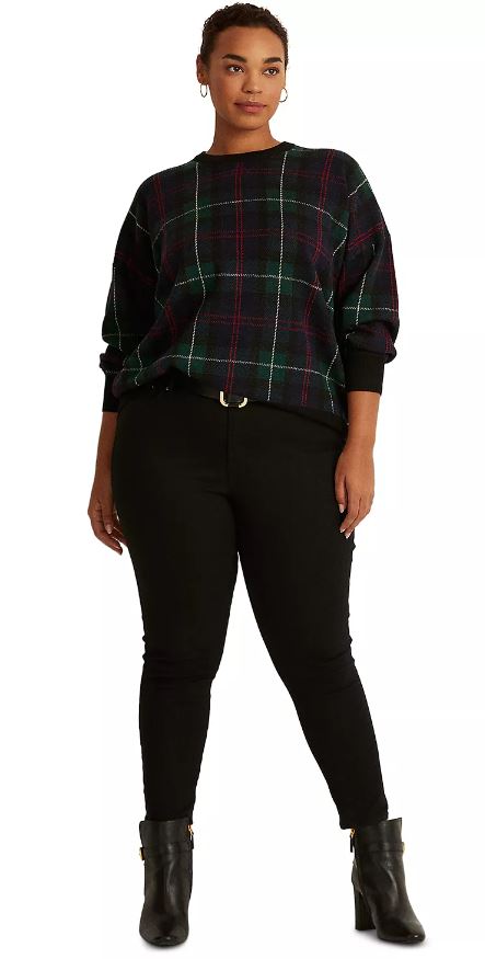 LAUREN RALPH LAUREN Plus-Size Plaid Merino Wool Sweater 2X