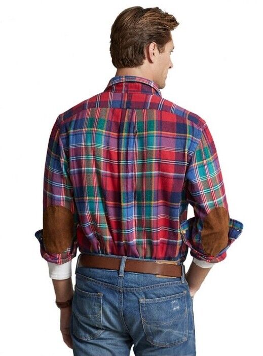 Polo Ralph Lauren Men's Classic Fit Bedford Suede-Patch Twill Workshirt Multi