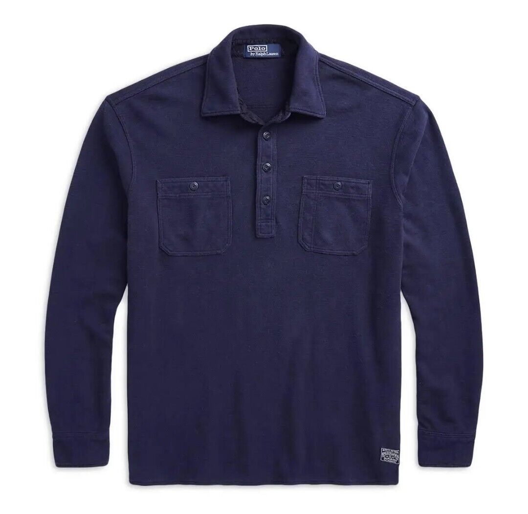 Polo Ralph Lauren Men's Classic Fit Moleskin Popover Work Shirt Navy MSRP $198