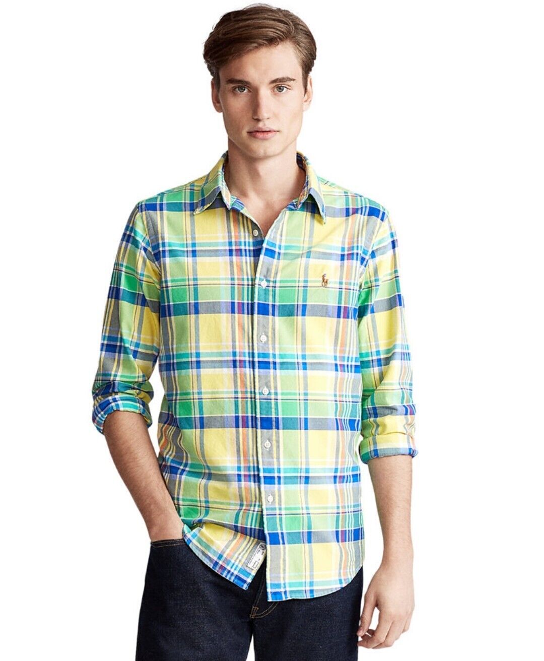 POLO Ralph Lauren Oxford Shirt Men's Classic Fit Long Sleeve Yellow L MSRP 98.50