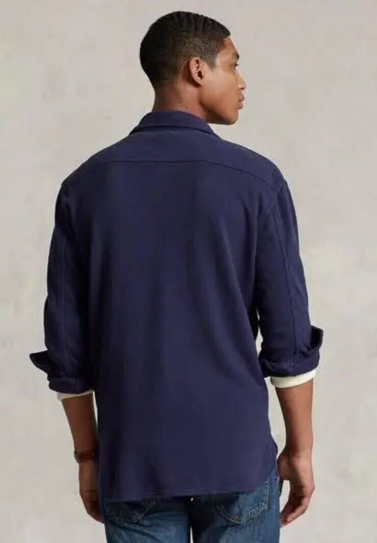 Polo Ralph Lauren Men's Classic Fit Moleskin Popover Work Shirt Navy MSRP $198