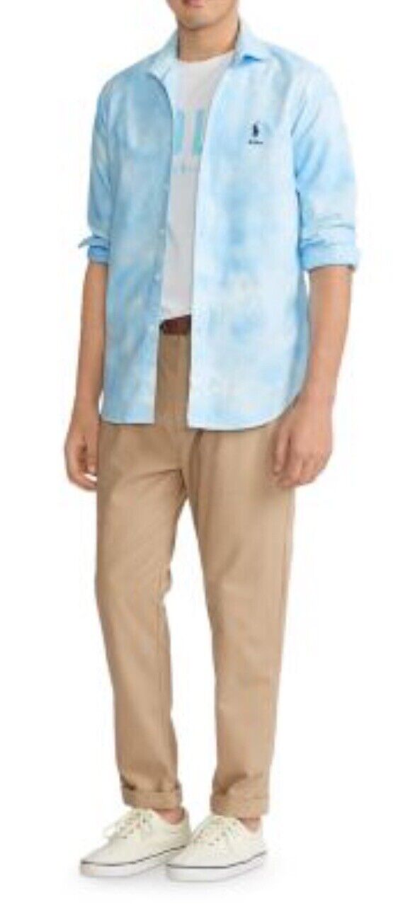 Polo Ralph Lauren Men's Classic Fit Oxford Tie Dyed Shirt Blue Size S NWT $168