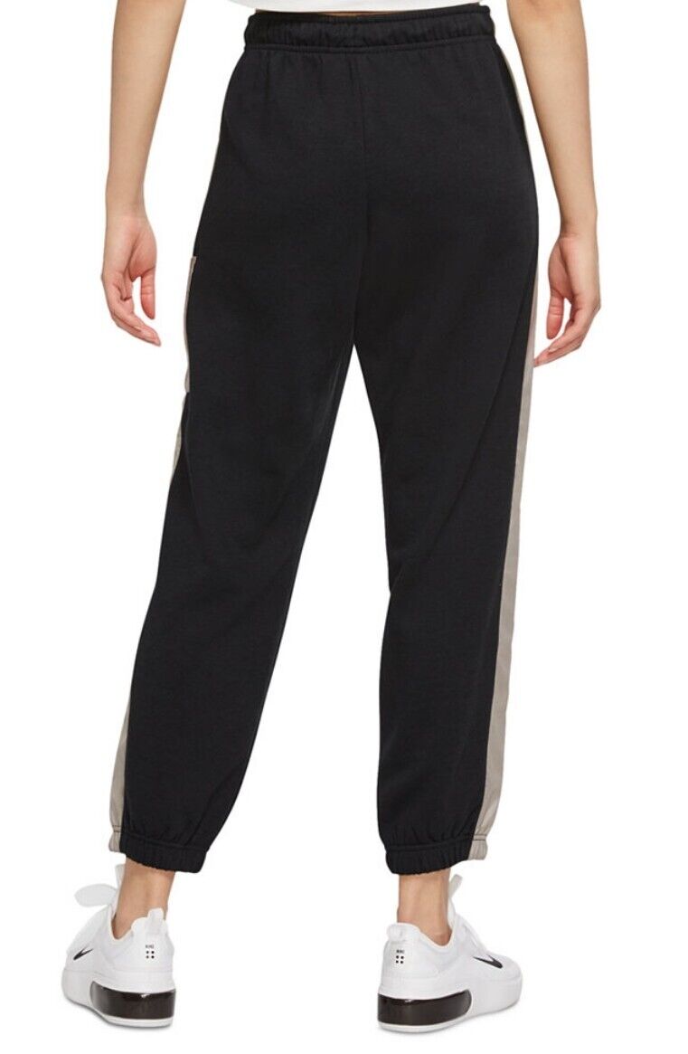 Nike Women's Cotton Drawstring Jogging Pants Black/Moon Fossil/ White NWT
