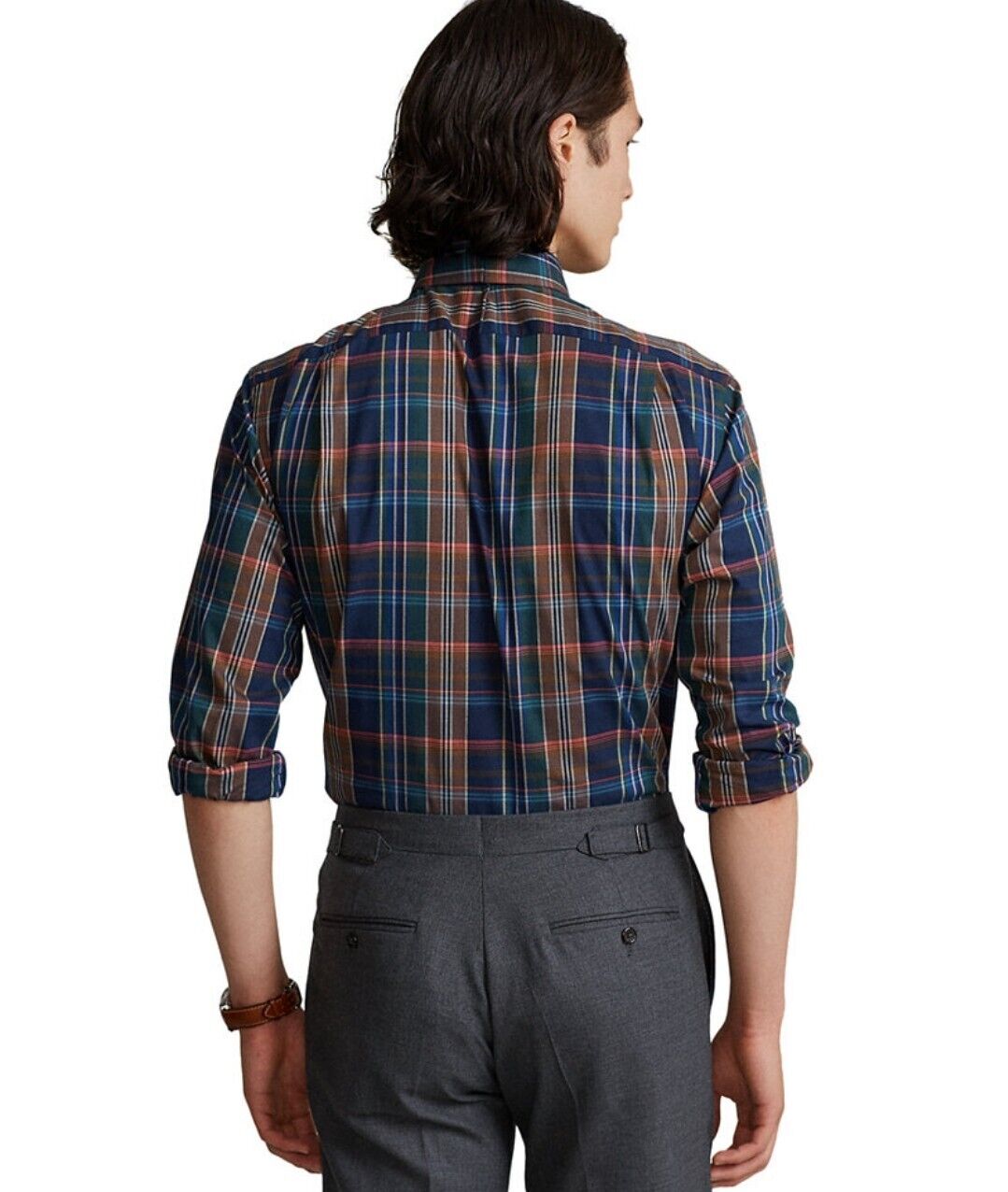 Polo Ralph Lauren Men's Classic Fit Twill Shirt Plaid Navy Brown Multi XS