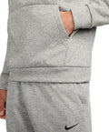 Nike Men's Therma-FIT Long Sleeve Logo Hoodie Fitness Pullover Dark Grey Heather