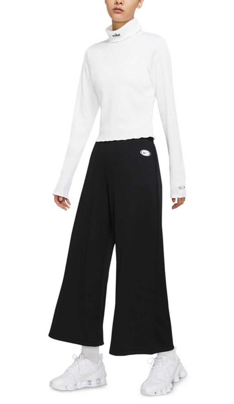 Nike Women's Sportswear Ribbed Femme Pants Wide Leg Loose Fit Black MSRP $65