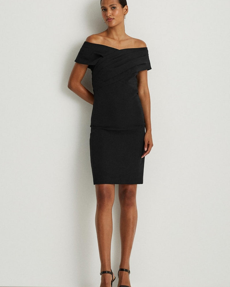 LAUREN RALPH LAUREN Women Crepe Off-the-shoulder Cocktail Dress In Black Size 12