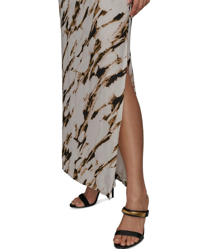 Donna Karan New York Women's Belted Marble Maxi Lined Shirt Dress Size 4 $169
