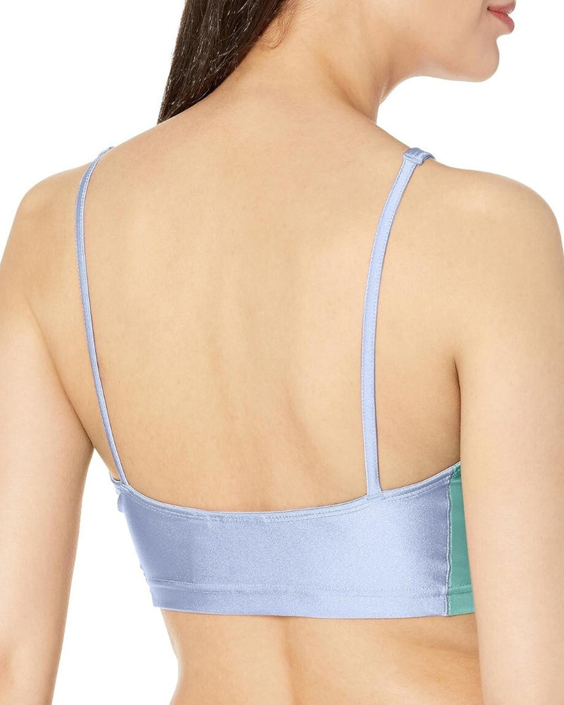 adidas Originals Women's High Shine Halter Scoop-neck Crop Bra TopBlue Large 