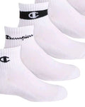 Champion Boys 6-Pack Logo Youth Quarter Socks Size 5-7 / 10C-3Y White NWT