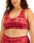 Ideology Women's Plus Size Tie-Dyed Reversible Sports Bra Color Burgundy NWT