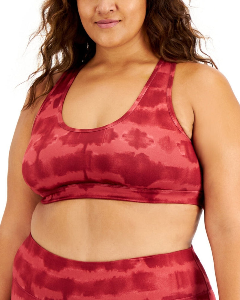 Ideology Women's Plus Size Tie-Dyed Reversible Sports Bra Color Burgundy NWT