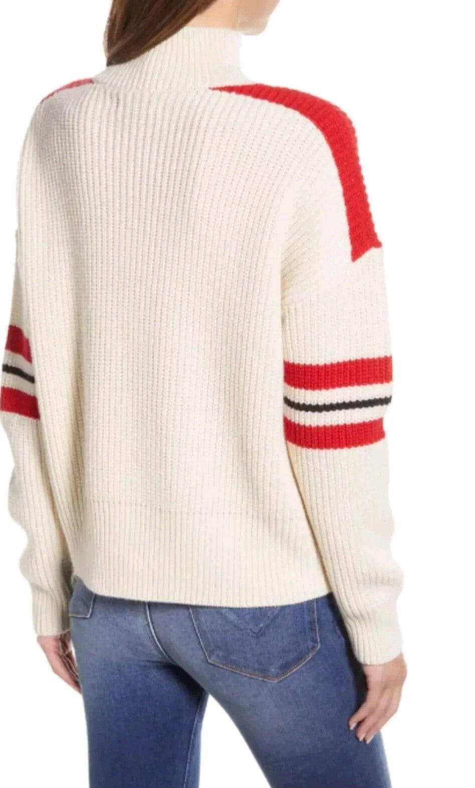 Sanctuary Women's Oversized Speedway Sweater Size XL Moonstone Red Stripe New