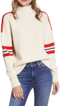 Sanctuary Women's Oversized Speedway Sweater Size XL Moonstone Red Stripe New