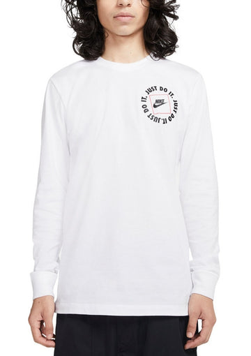 Nike Mens Just Do It Logo Long Sleeve T-Shirt Color White Size Medium New