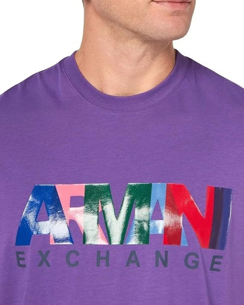 A | X ARMANI EXCHANGE Men's Comfort Fit Cotton Jersey Color Logo Tee Pansy 2XL