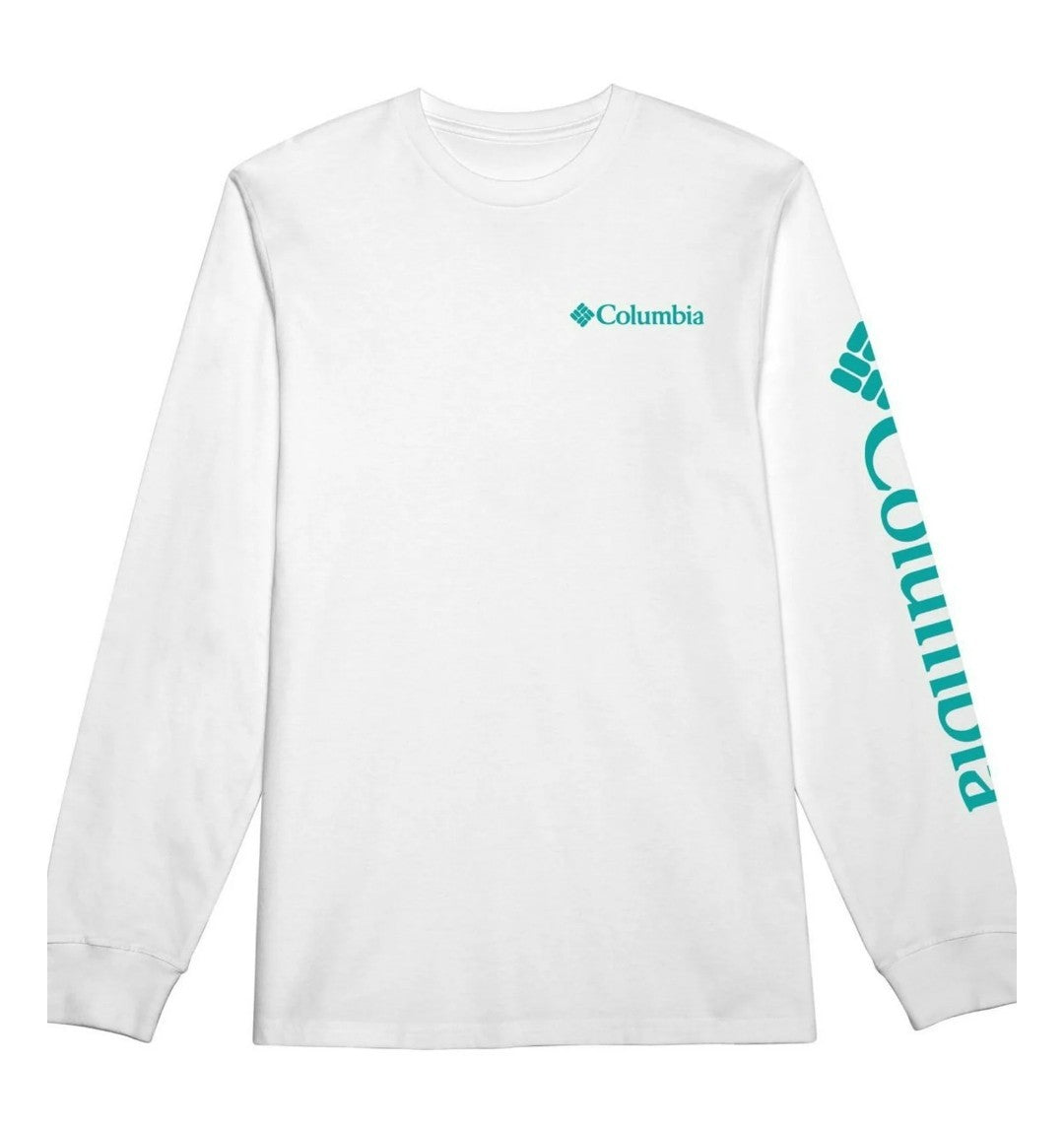 Columbia Mens Fundamental Regular Fit Long Sleeve Graphic T-Shirt White Medium 