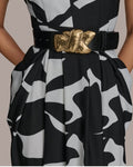 Donna Karan New York Women's Sleeveless Midi Dress Black / White Size 2 No Belt