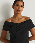 LAUREN RALPH LAUREN Women Crepe Off-the-shoulder Cocktail Dress In Black Size 12