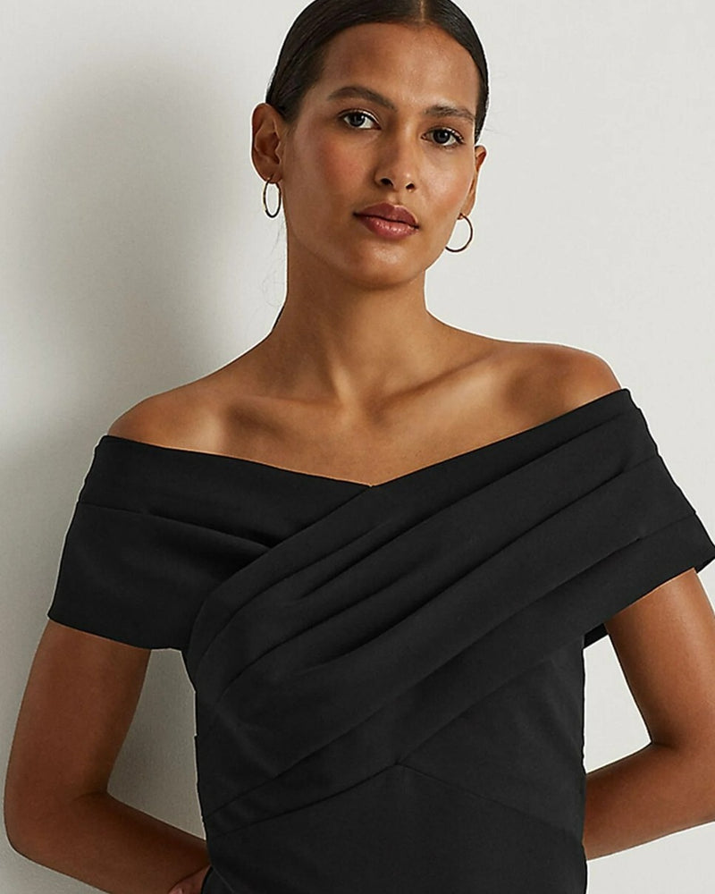 LAUREN RALPH LAUREN Women Crepe Off-the-shoulder Cocktail Dress In Black Size 12