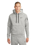 Nike Men's Therma-FIT Long Sleeve Logo Hoodie Fitness Pullover Dark Grey Heather