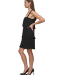 Dkny Women's Pleated Tiered Chiffon A-Line Sleeveless Dress Black Size 8 $139
