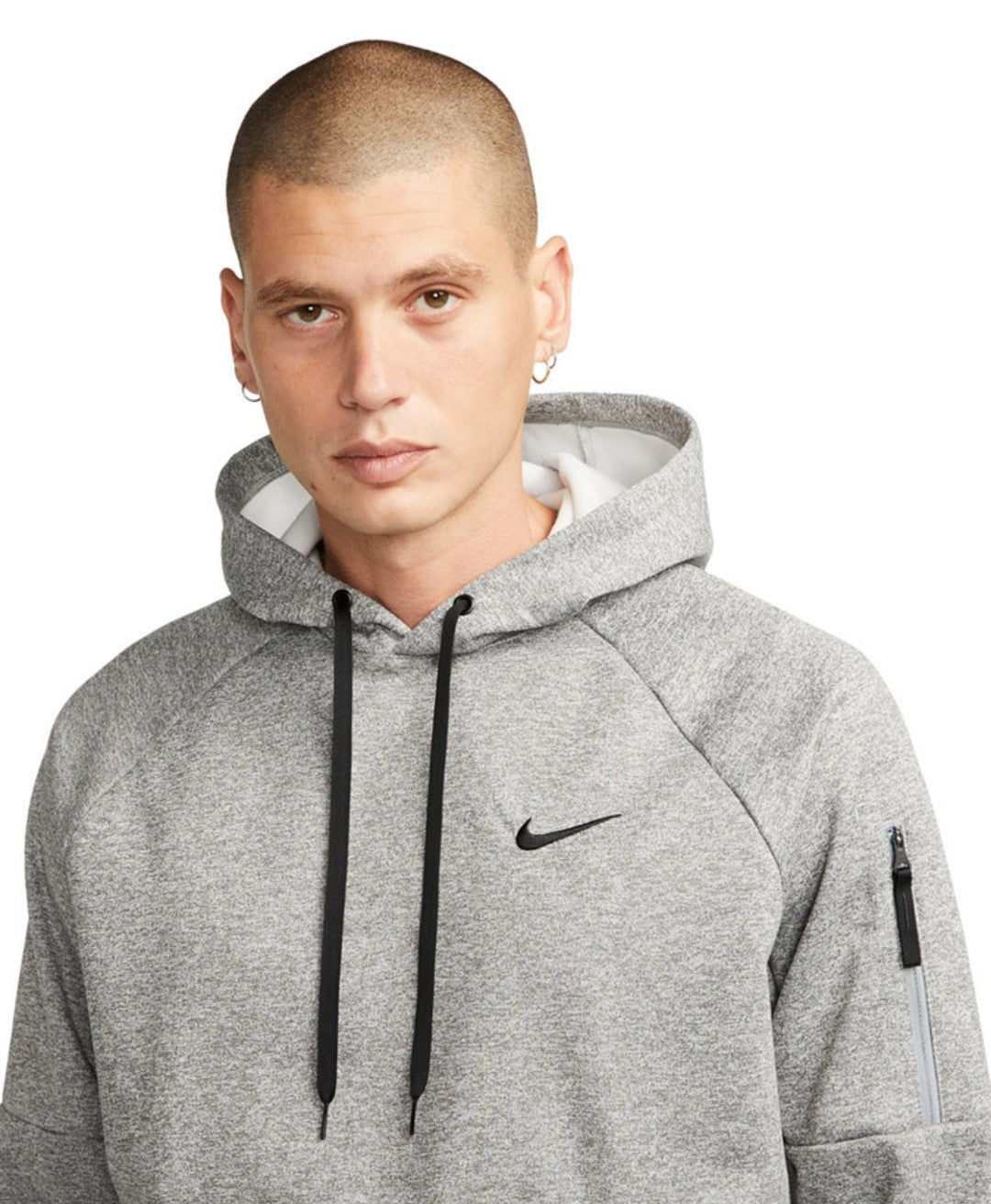 Nike Men's Therma-FIT Long Sleeve Logo Hoodie Fitness Pullover Dark Grey Heather