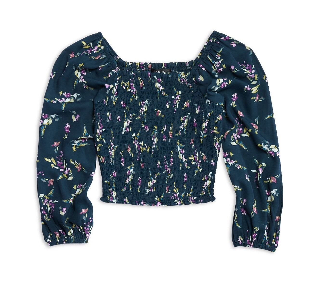 Aqua Girls Floral Printed Top Big Kid 100% Exclusive Shirt Color Green New