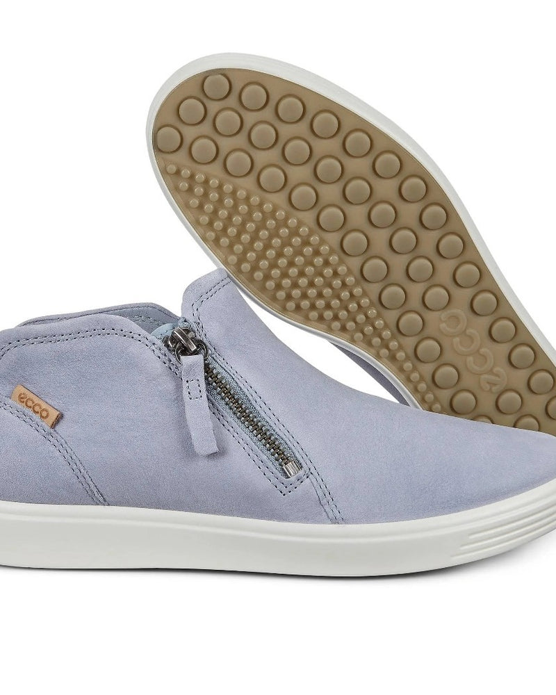 ECCO Women's Soft 7 Low Cut side Zip Nubuck Bootie Sneakers Dusty Blue US 6-6.5