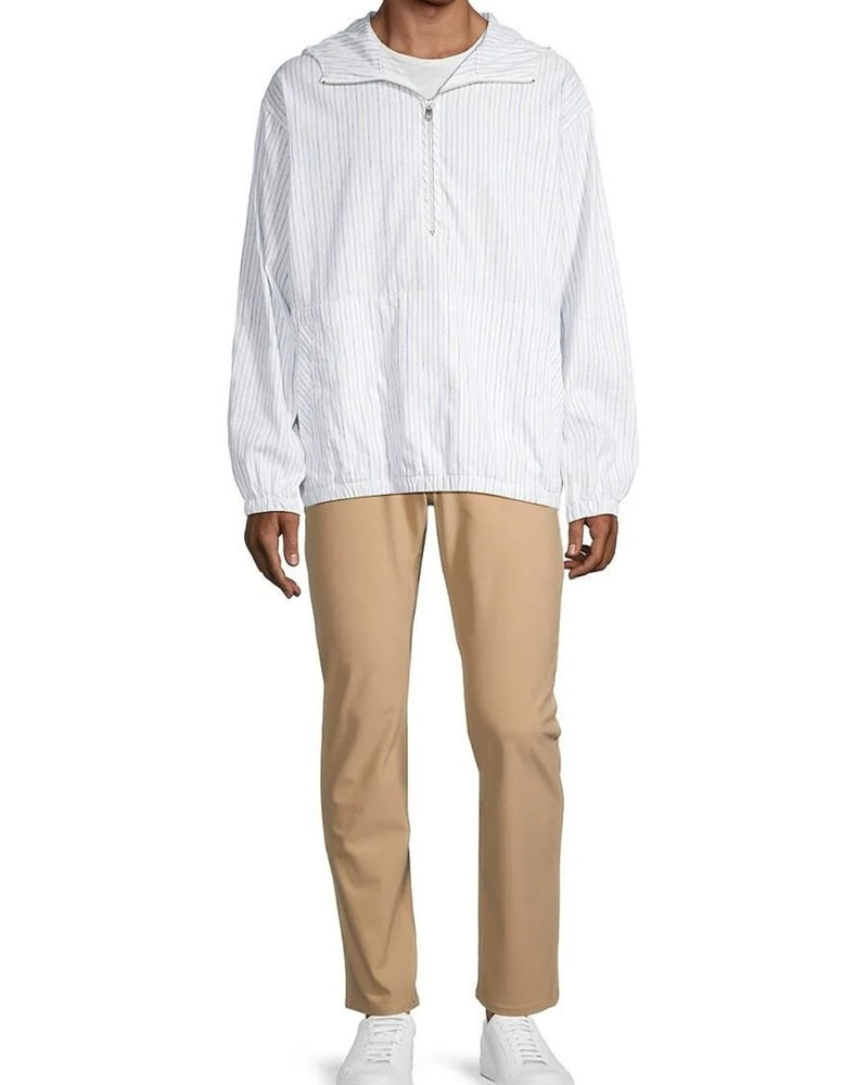 Michael Kors Men's Half Zip Hooded Striped Shirt Jacket Size XXL White $178 NWT