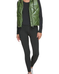 Calvin Klein Women's Performance  Full Zip Hooded Puffer Vest Metallic Bonsai XL