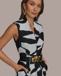 Donna Karan New York Women's Sleeveless Midi Dress Black / White Size 2 No Belt