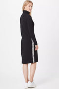 DKNY Sport Women's Cotton Mock-Neck Metallic-Logo Bodycon Dress, Black Small