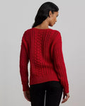 Lauren Ralph Lauren Women's Cable-Knit Cotton-Blend Sweater Festive Red Size XS