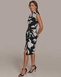 Donna Karan New York Women's Sleeveless Midi Dress Black / White Size 2 No Belt