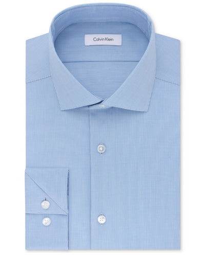Calvin Klein Men's Slim Fit Non Iron Stretch Steel + Dress Shirt French Blue M