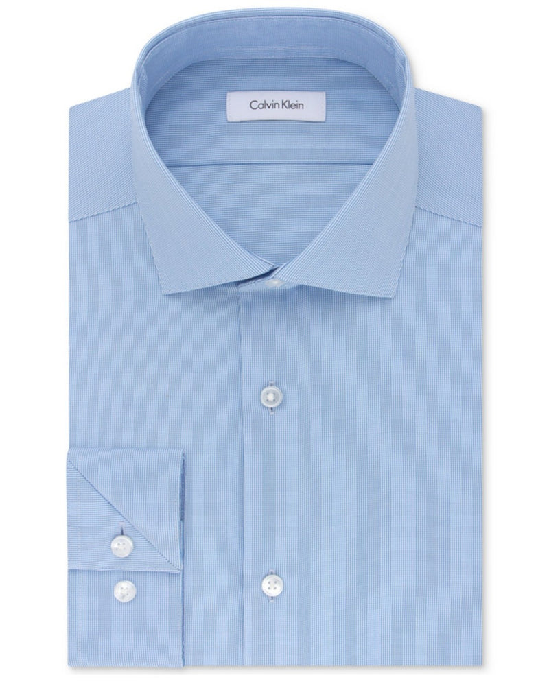 Calvin Klein Men's Slim Fit Non Iron Stretch Steel + Dress Shirt French Blue M