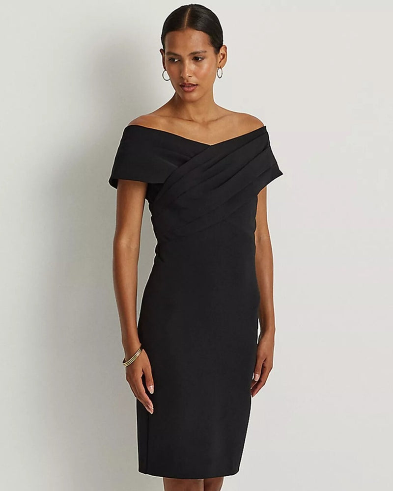 LAUREN RALPH LAUREN Women Crepe Off-the-shoulder Cocktail Dress In Black Size 12