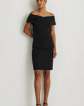 LAUREN RALPH LAUREN Women Crepe Off-the-shoulder Cocktail Dress In Black Size 12
