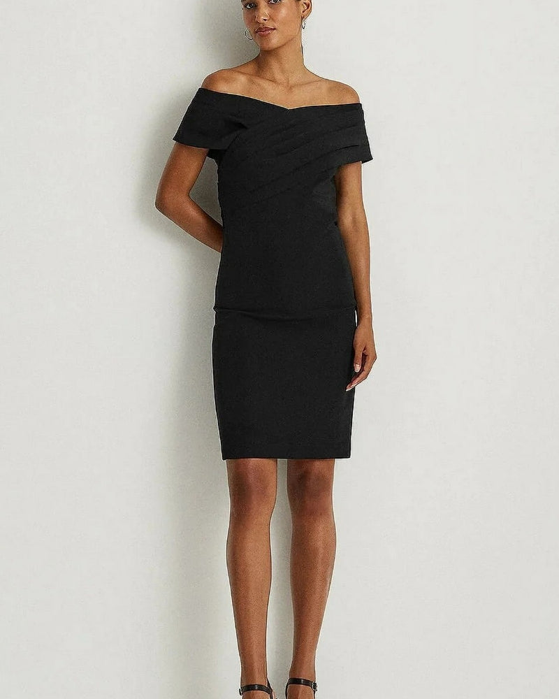 LAUREN RALPH LAUREN Women Crepe Off-the-shoulder Cocktail Dress In Black Size 12