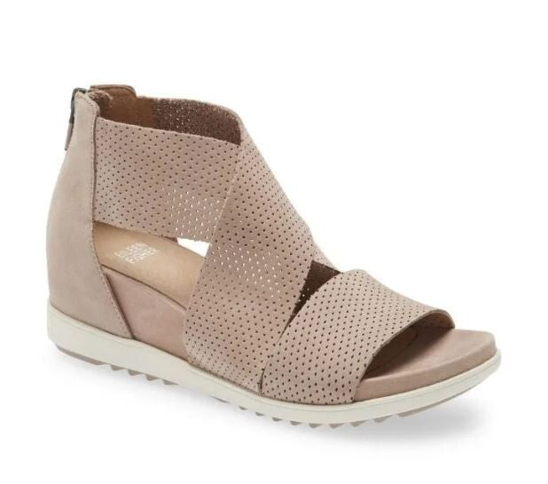 Eileen Fisher Women's Sport Perforated Nubuck Leather Platform Sandals Barley