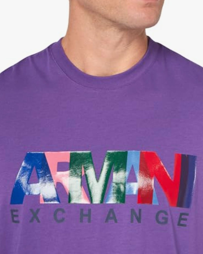 A | X ARMANI EXCHANGE Men's Comfort Fit Cotton Jersey Color Logo Tee Pansy 2XL
