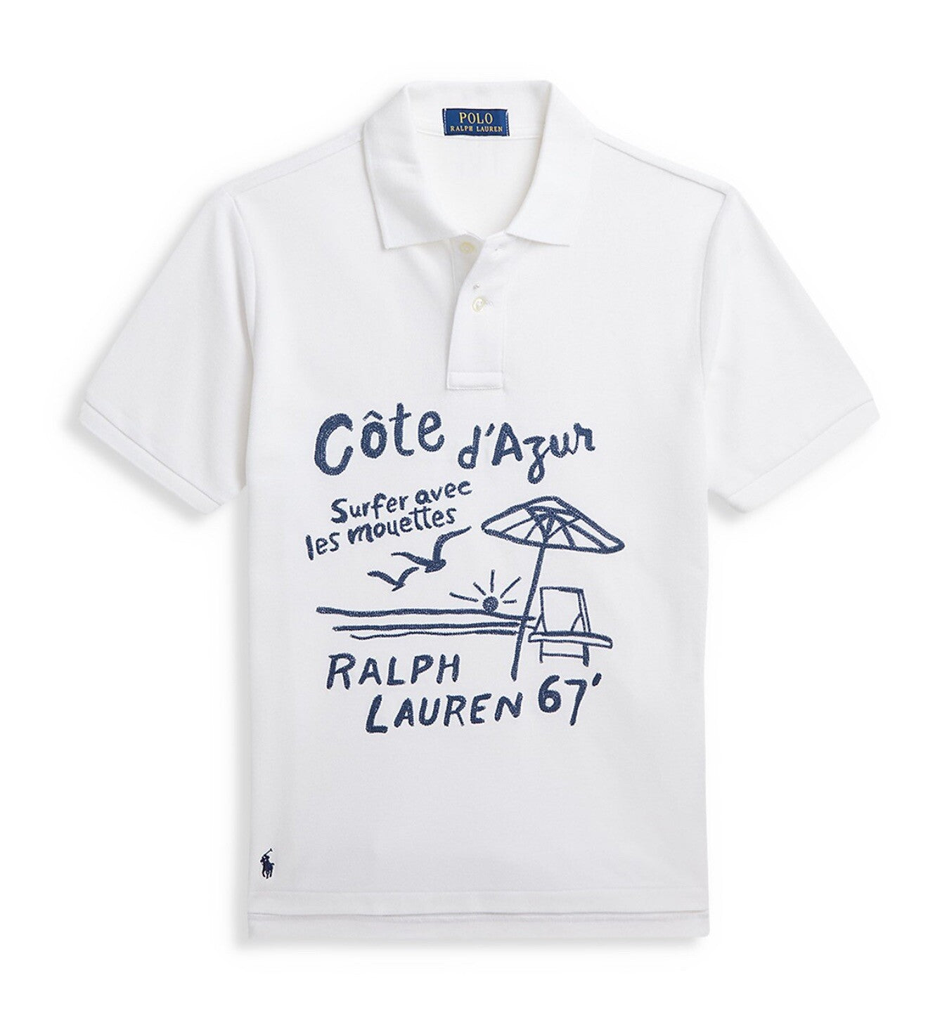 Polo Ralph Lauren Boy's Embroidered Cotton Mesh Polo Shirt Beach Big Kid White