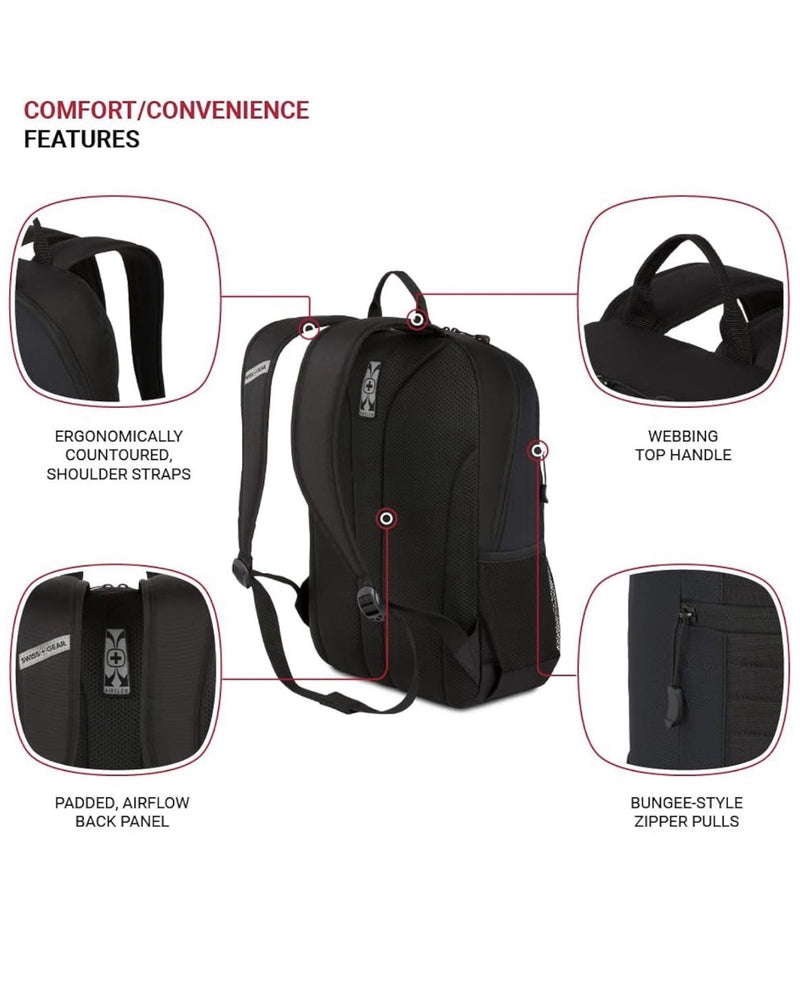 SwissGear Intro Laptop Backpack, Color Black, Size 17.5"x12"x6" NWT