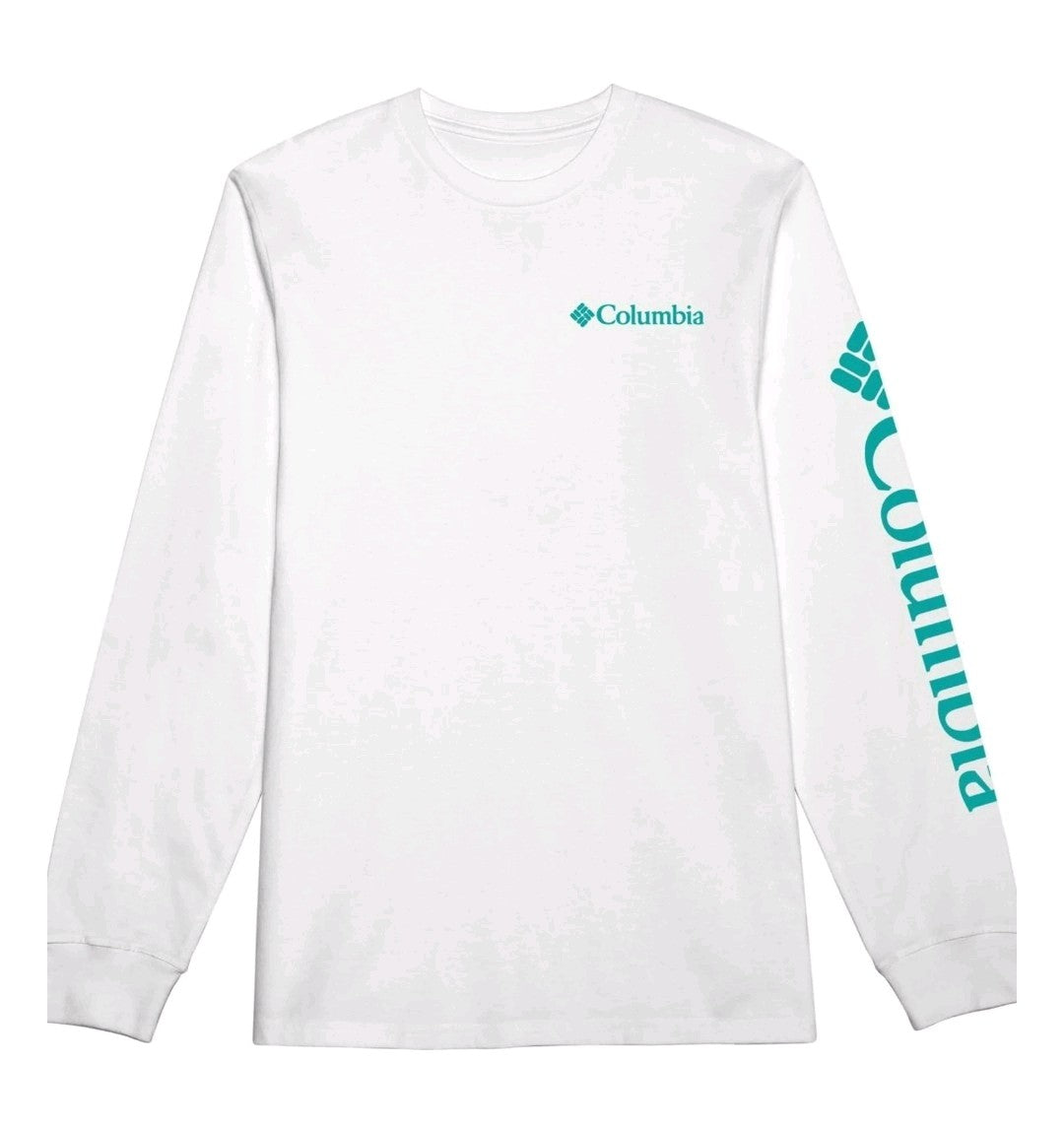Columbia Mens Fundamental Regular Fit Long Sleeve Graphic T-Shirt White Medium 